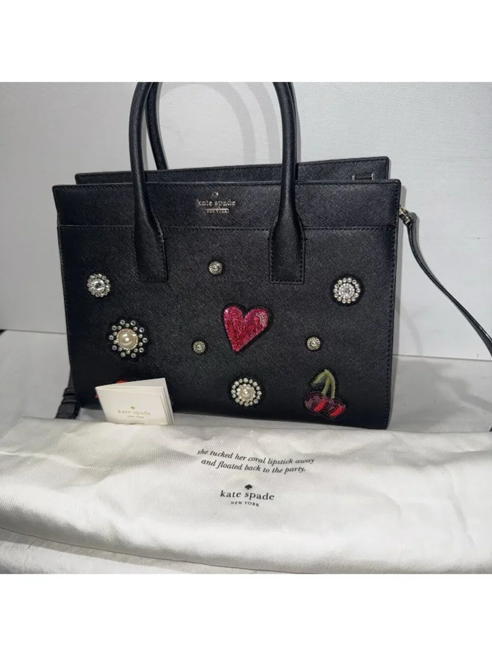 NWOT KATE SPADE x Rodin Fields Cameron Sequin Patches Large Leather Satchel